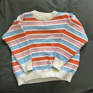 Horizontal Stripes Cute and Cozy Crew Neck Sweater